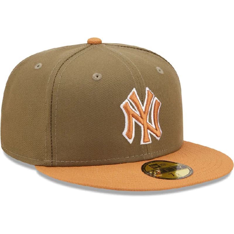 Stylish Fedora Hat-New Era New York Yankees Two-Tone Color Pack 59FIFTY Fitted Hat-Olive/Brown