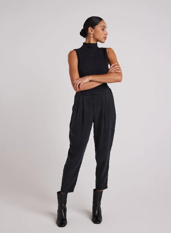 Button Pants-Nico Clean Waist Slouchy Trouser - Black