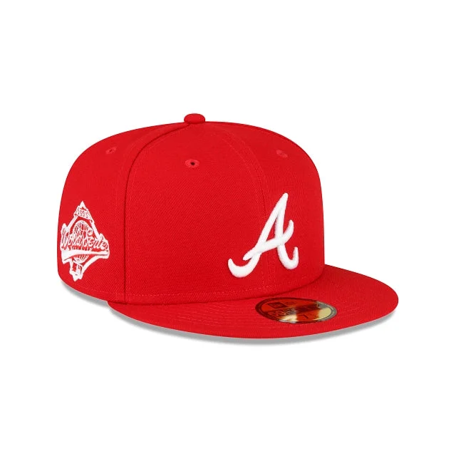 Active Gear Hat-NEW ERA ATLANTA BRAVES 1995 WORLD SERIES SIDE PATCH 59FIFTY FITTED-SCARLET