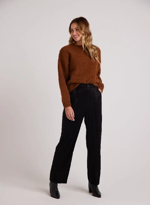 Soft Pants-Pleat Front Trouser - Black