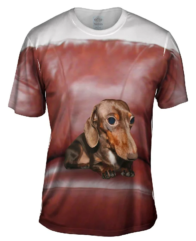 Iconic T-Shirt-Dachshund Red Leather Couch