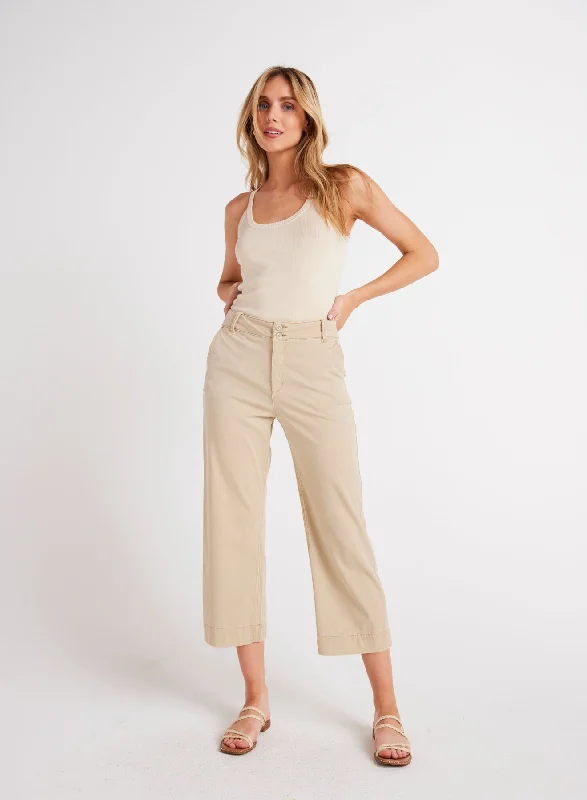 High-Rise Pants-Sofia Wide Leg Crop - Seaside Khaki