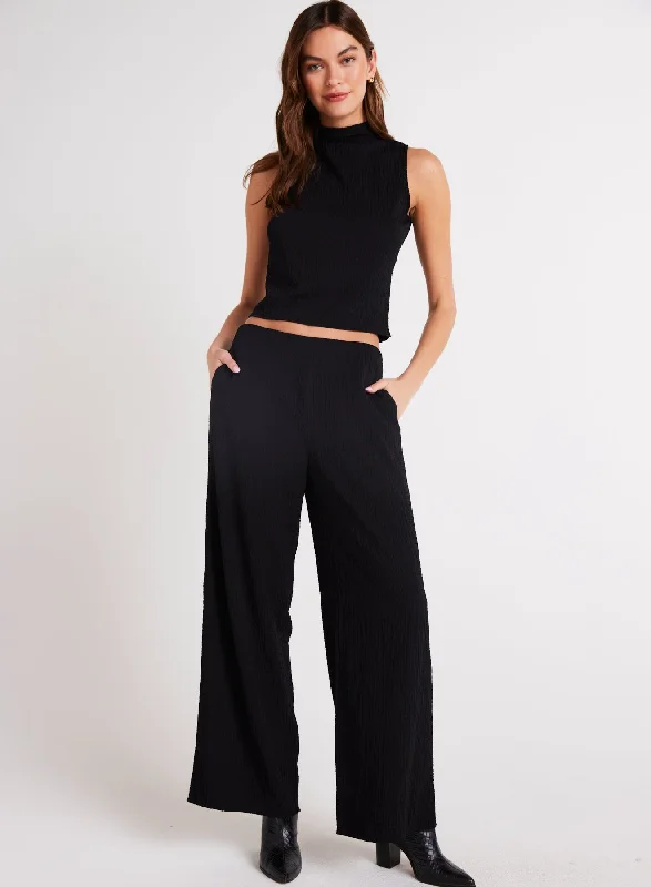 Minimalist Pants-Clean Wide Leg Pant - Black