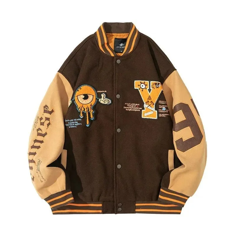 Smart Casual Jacket-Y Letter Varsity Baseball Bomber Jacket