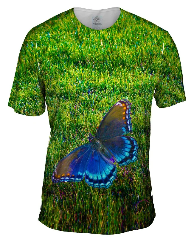 Modern T-Shirt-Flighted Dark Blue Butterfly