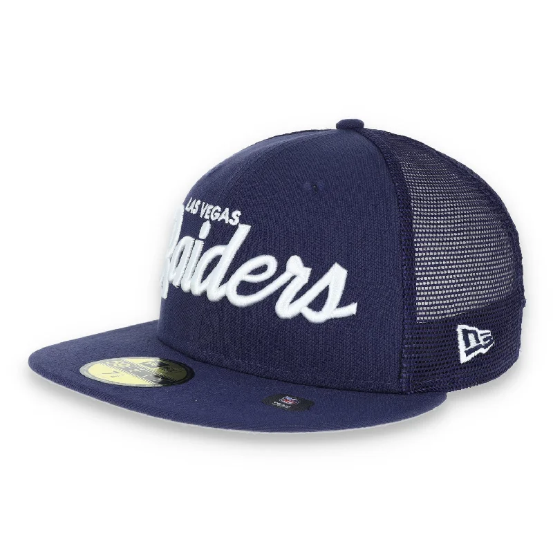 Stylish Fedora Hat-LAS VEGAS RAIDERS NEW ERA mesh script 59FIFTY FITTED-navy