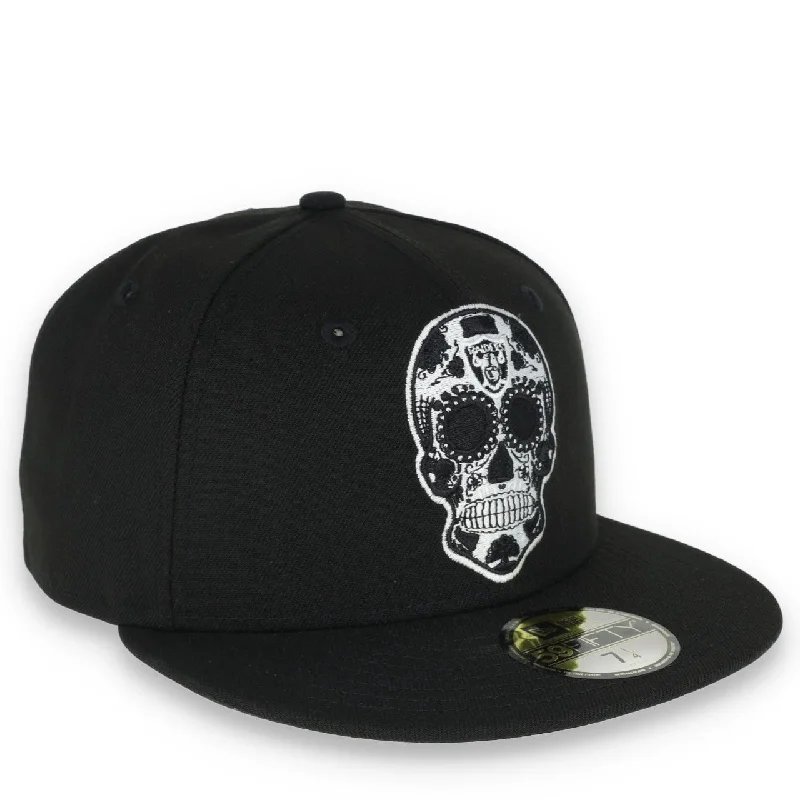 Elegant Hat-NEW ERA LAS VEGAS RAIDERS SUGAR SKULL 59FIFTY FITTED HAT-BLACK/WHITE