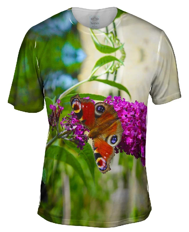 Outdoor T-Shirt-Elegant Pink Flower Butterfly