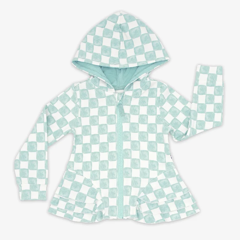 Custom Hoodie-Watercolor Checks Peplum Hoodie