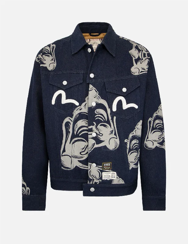 Performance Jacket-Allover Godhead Print Denim Jacket