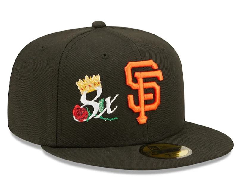 Luxury Outdoor Hat-San Francisco Giants New Era 8x World Series Champions Crown 59FIFTY Fitted Hat - Black