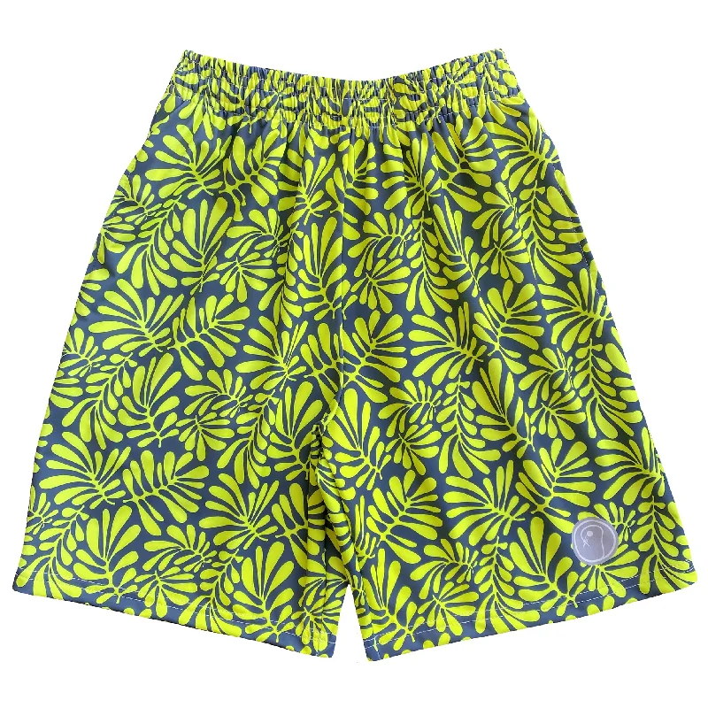 Stretch Shorts-Boys Tropical Lacrosse Shorts - Yellow