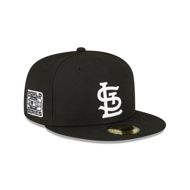 Protective Hat-NEW ERA ST. LOUIS CARDINALS 2006 WORLD SERIES SIDE PATCH FITTED 59FIFTY-BLACK AND WHITE