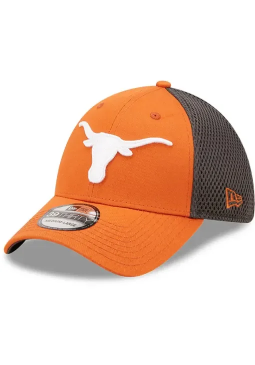 Cold Weather Hat-NEW ERA TEXAS LONGHORNS MENS BURNT ORANGE TEAM NEO 39THIRTY FLEX HAT