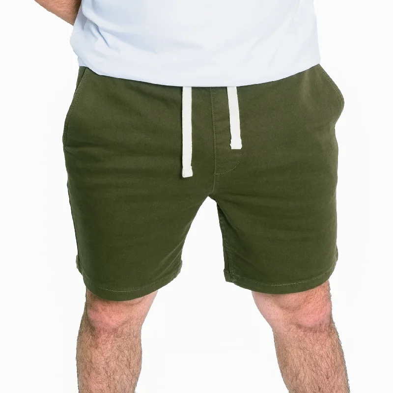 Button Fly Shorts-Everyday Comfort Shorts (Slim Fit) / Soldier Olive