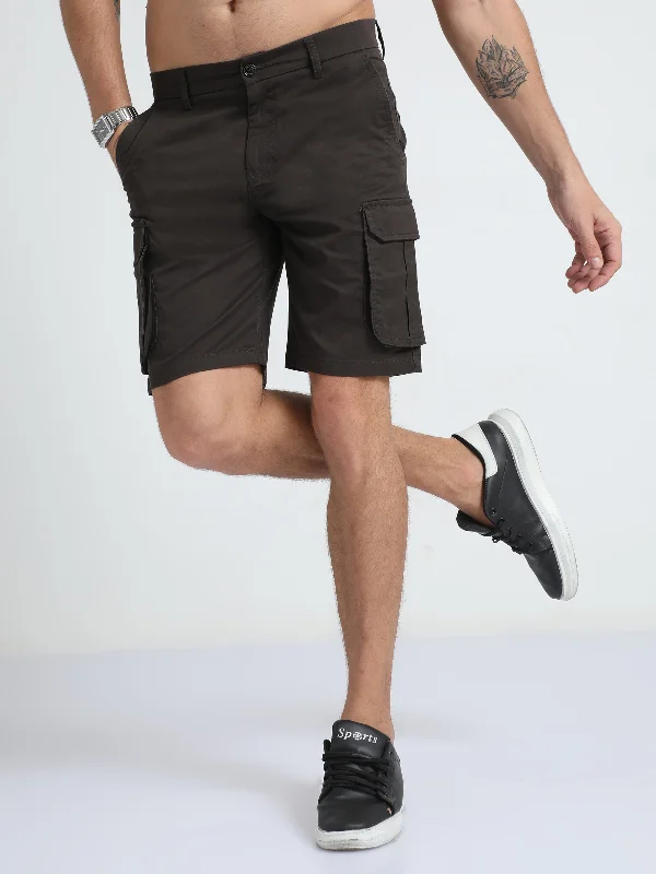 Lounge Shorts-Premium Twill Dark Olive Cargo Shorts