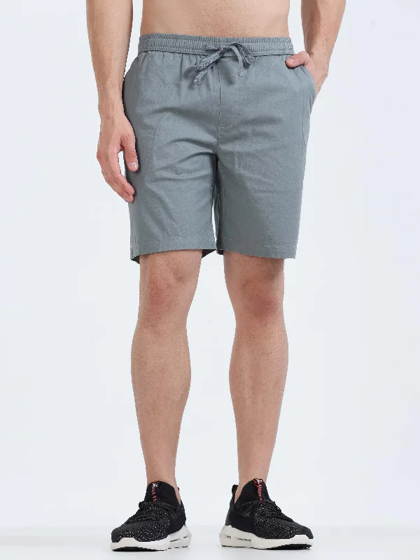 Cargo Shorts-Soft Cotton Steel Grey Basic Shorts