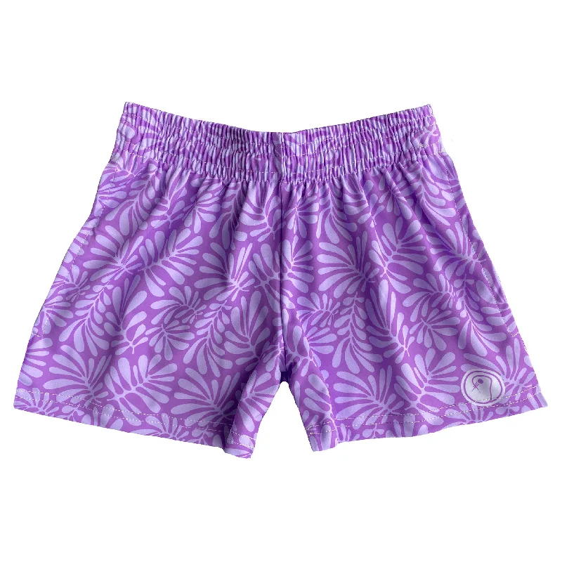 Comfortable Fit Shorts-Girls Tropical Lacrosse Shorts - Purple