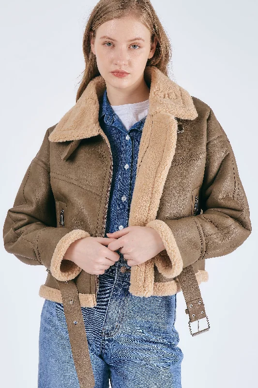 Warm Winter Jacket-Dilla Faux Shearling Aviator Jacket