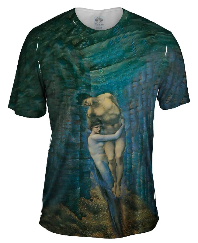 Bold Letter T-Shirt-Edward Burne Jones - "Mermaid Hugging Man"