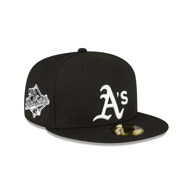 Luxury Outdoor Hat-NEW ERA OAKLAND ATHLETICS 1889 WORLD SERIES SIDE PATCH 59FIFTY FITTED-BLACK/WHITE