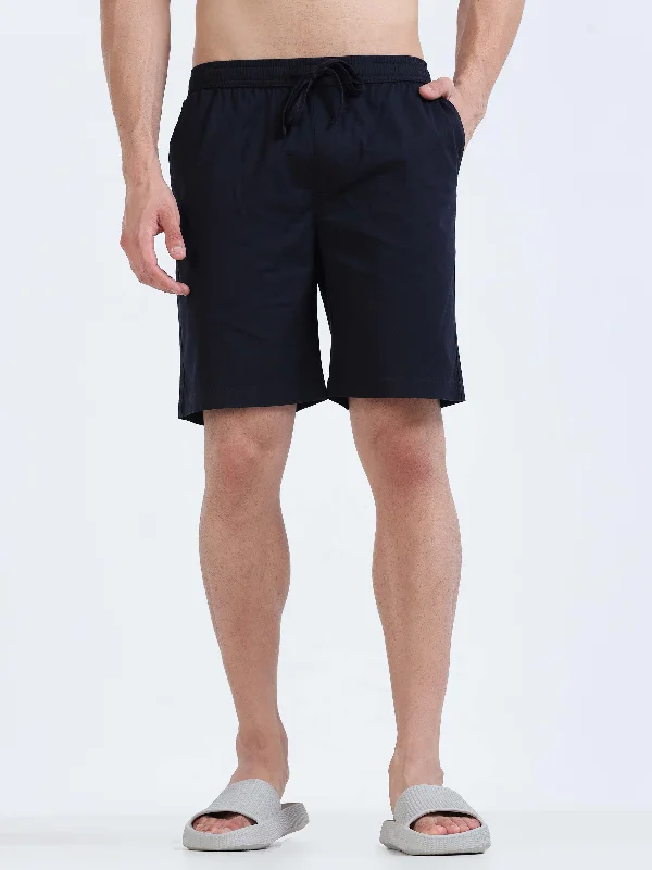 Sports Shorts-Soft Cotton Navy Basic Shorts