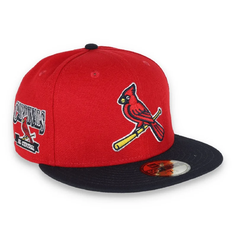 Travel Hat-New Era St. Louis Cardinals NL Central 59FIFTY Fitted Hat - Red/B lack