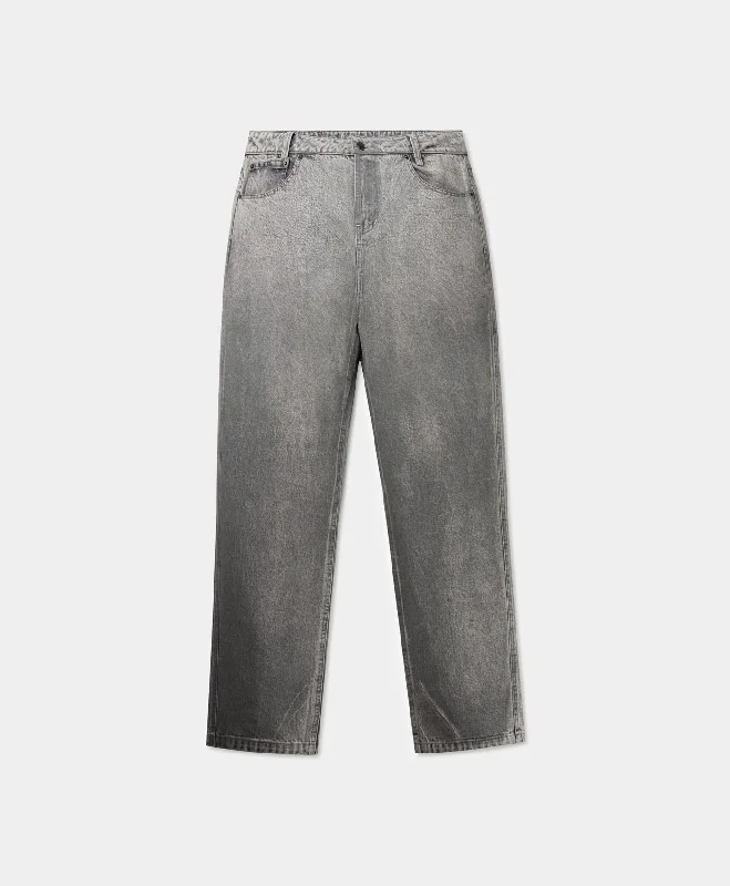 Formal Pants-Grey Amba Wax Relaxed Jeans