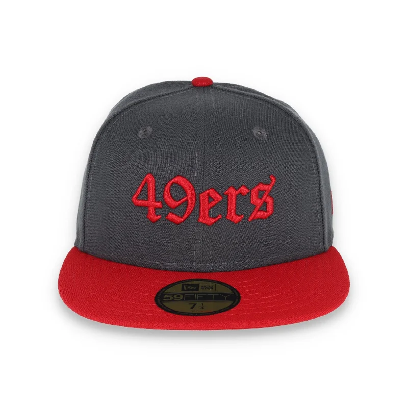 Plaid Hat-NEW ERA SAN FRANCISCO 49ERS GOTHIC SCRIPT 2TONE 59FIFTY FITTED- HEATHER GREY/RED