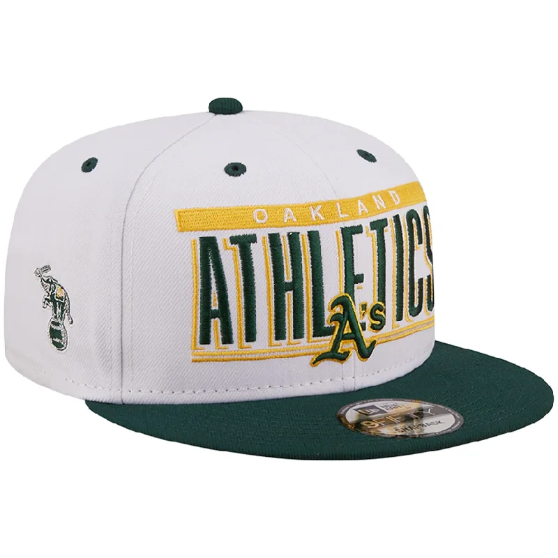 Bucket Hat-New Era Oakland Athletics Retro Title 9FIFTY Snapback Hat - White/Green