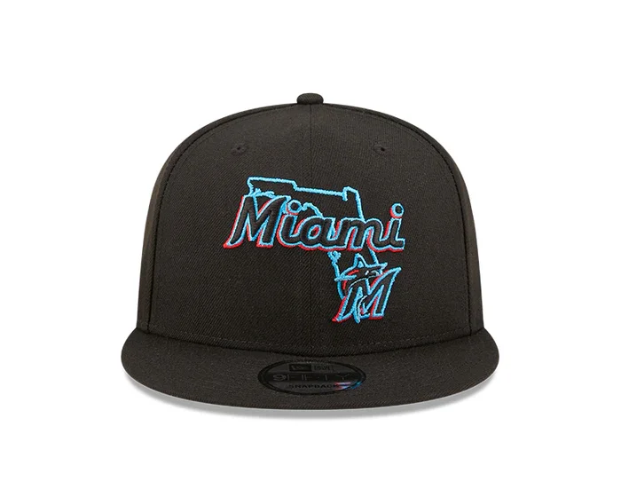 Mountain Hat-New Era Miami Marlins Logo State 9FIFTY Snapback Hat-Black