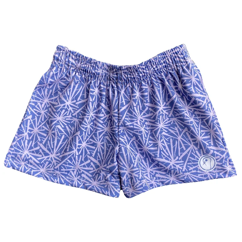 Loose Fit Shorts-Girls Lacrosse Burst Shorts - Purple