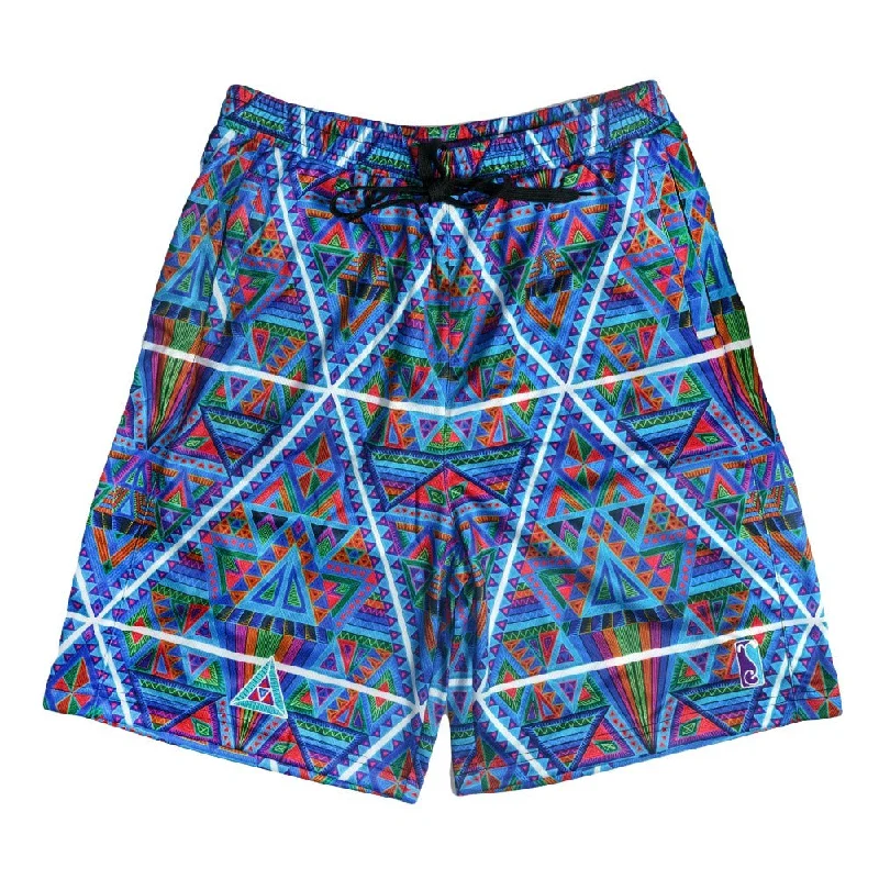 Loose Fit Shorts-Chris Dyer DMT Triangles Blue Mesh Shorts