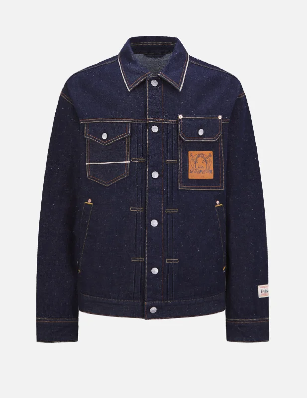 Fleece Jacket-Brushstroke Daicock Discharged Denim Jacket