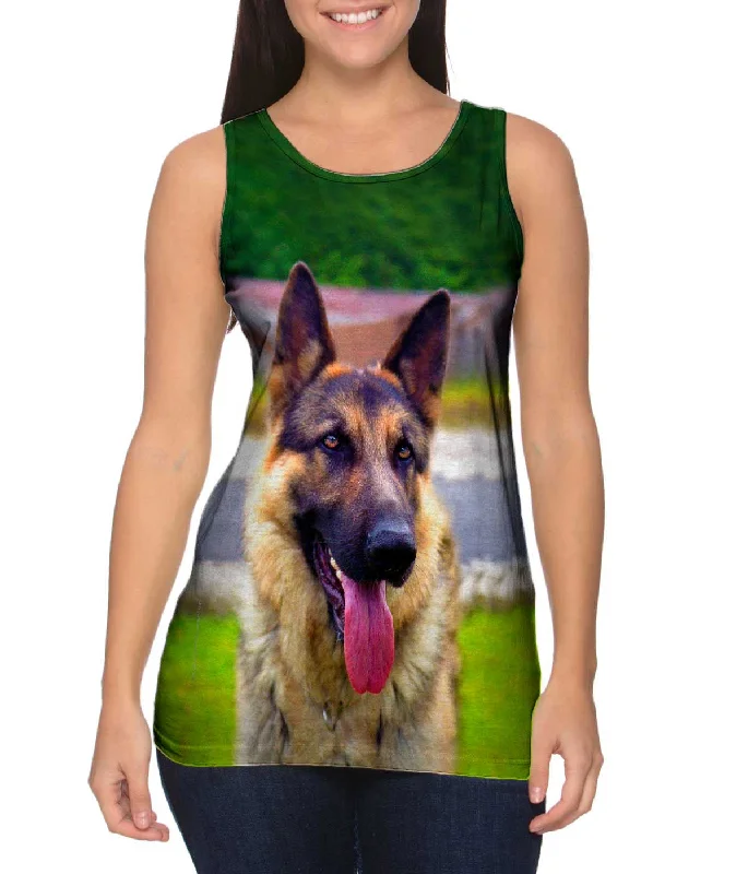 Bold Color Tank-Sitting Proud German Sheperd