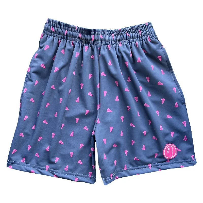 Casual Everyday Shorts-Boys Prep Lacrosse Shorts - Navy and Pink