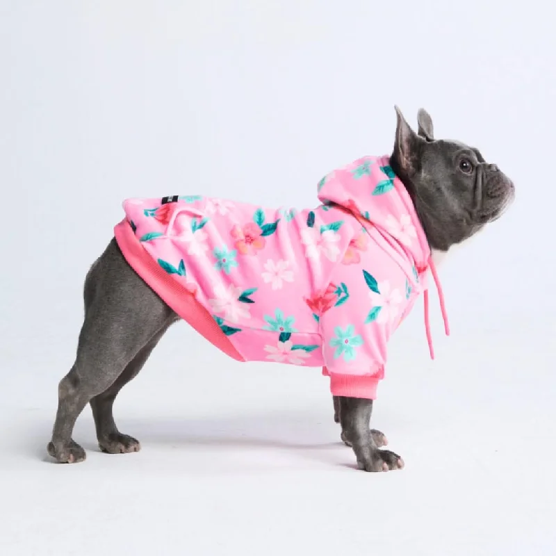 Zip Hoodie-Blossom Dog Hoodie - Pink