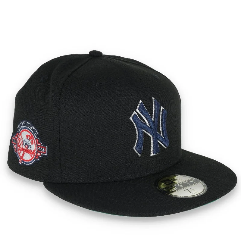 Luxury Outdoor Hat-New Era New York Yankees 100th Anniversary Metallic Logo Side Patch 59fifty Fitted-Black