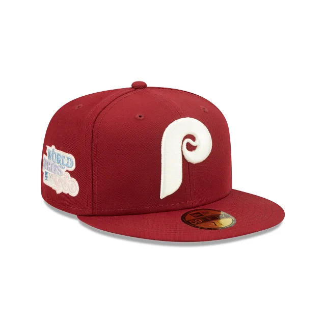 Personalized Hat-New Era Philadelphia Phillies 1980 World Series Patch Pop Sweat 59FIFTY Fitted Hat-