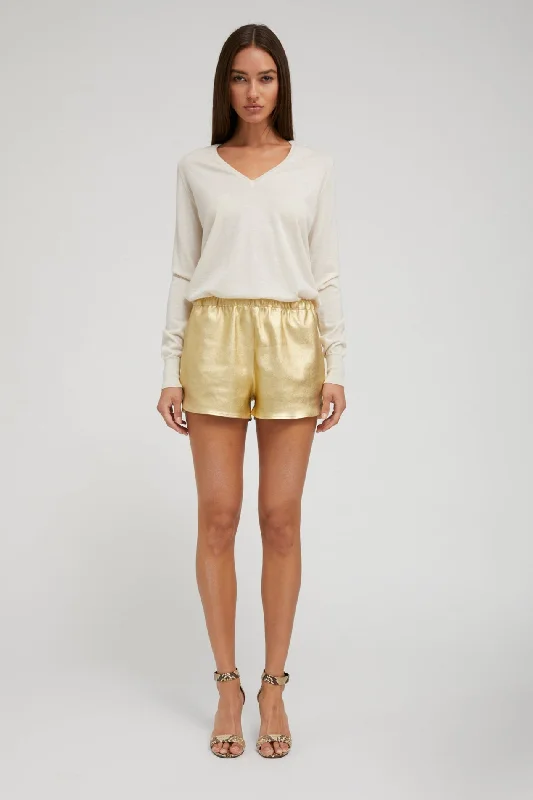 Travel Shorts-Gold Leather Dolphin Shorts