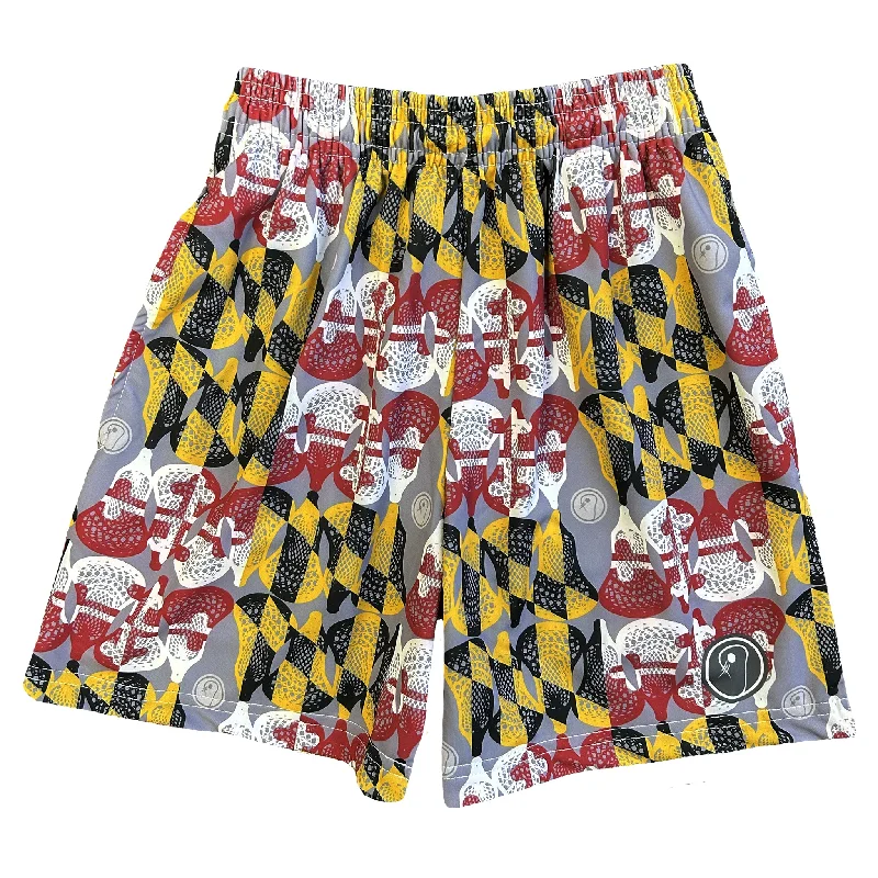 Tailored Fit Shorts-Boys Maryland Flag Lacrosse Shorts