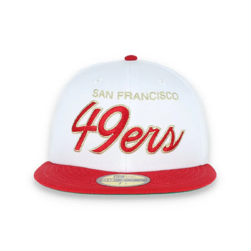 Fashion Icon Hat-NEW ERA SAN FRANCISCO 49ERS 59FIFTY FITTED SCRIPT HAT-WHITE/GOLD/RED