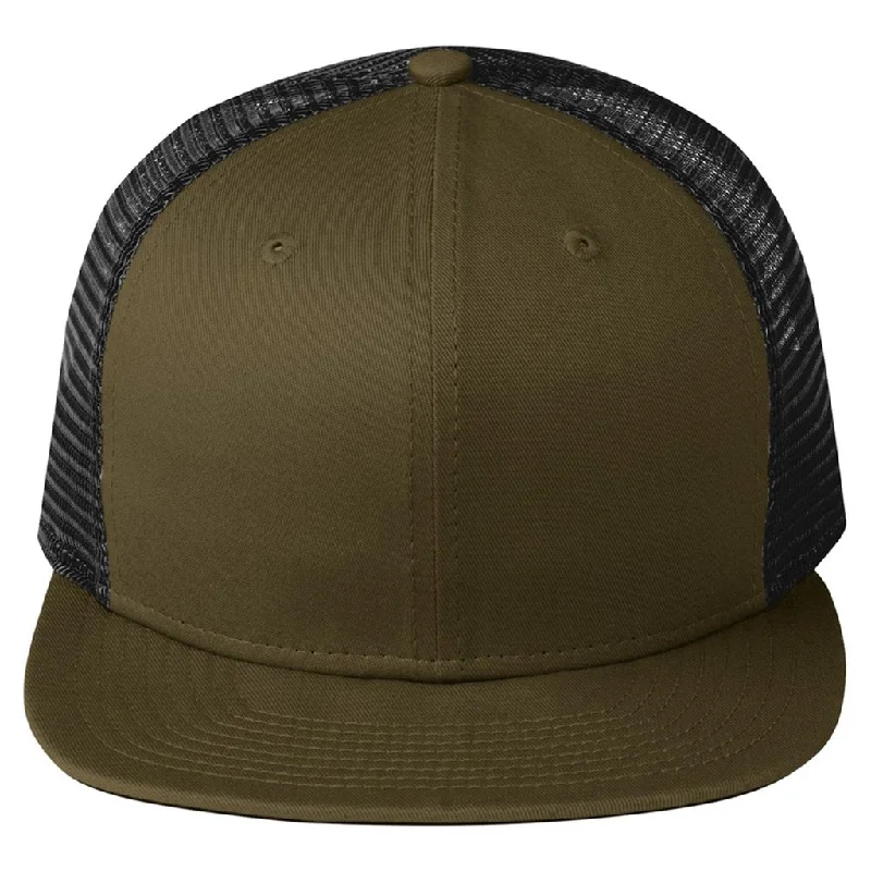 Visor Hat-New Era® Original Fit Flat Bill Snapback Cap-olive/black