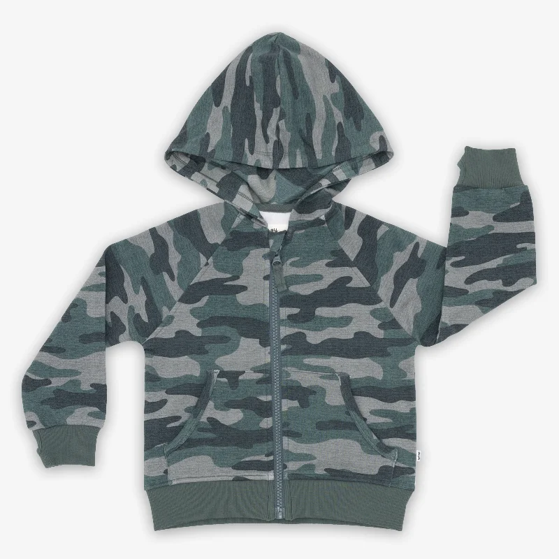 Trendy Hoodie-Vintage Camo Zip Hoodie