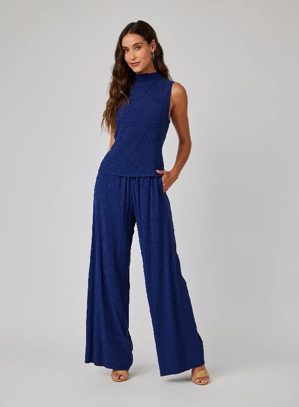 Relaxed Leg Pants-Clean Wide Leg Pant - Navy Coast