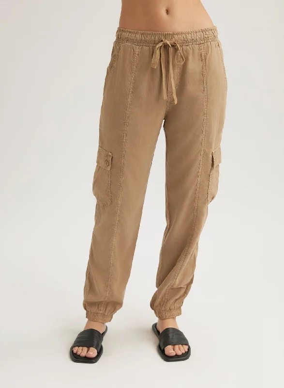 Padded Pants-Cargo Track Pants - Safari Sand