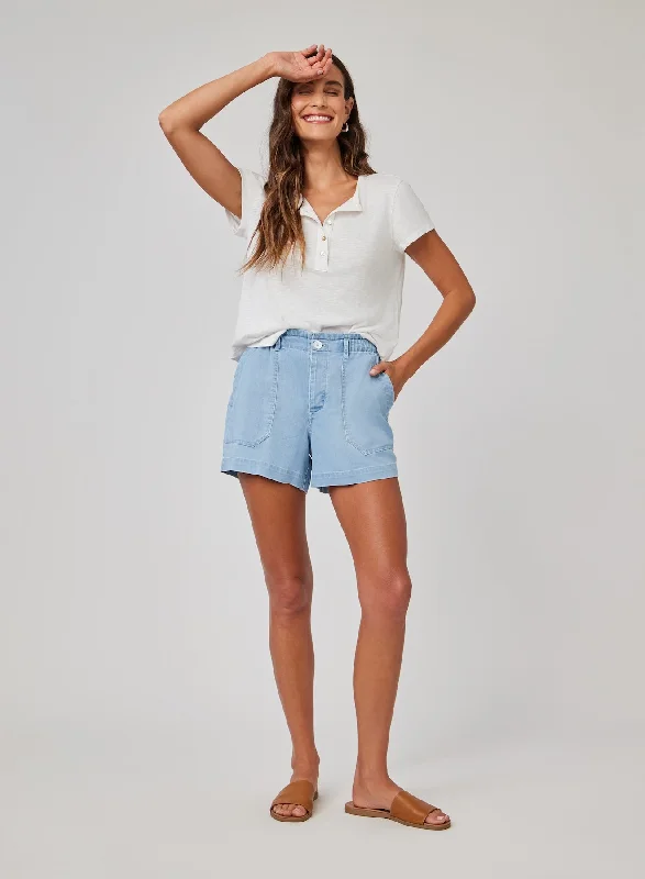 Loose Fit Pants-Callie Ruffle Short - Malibu Mist Wash