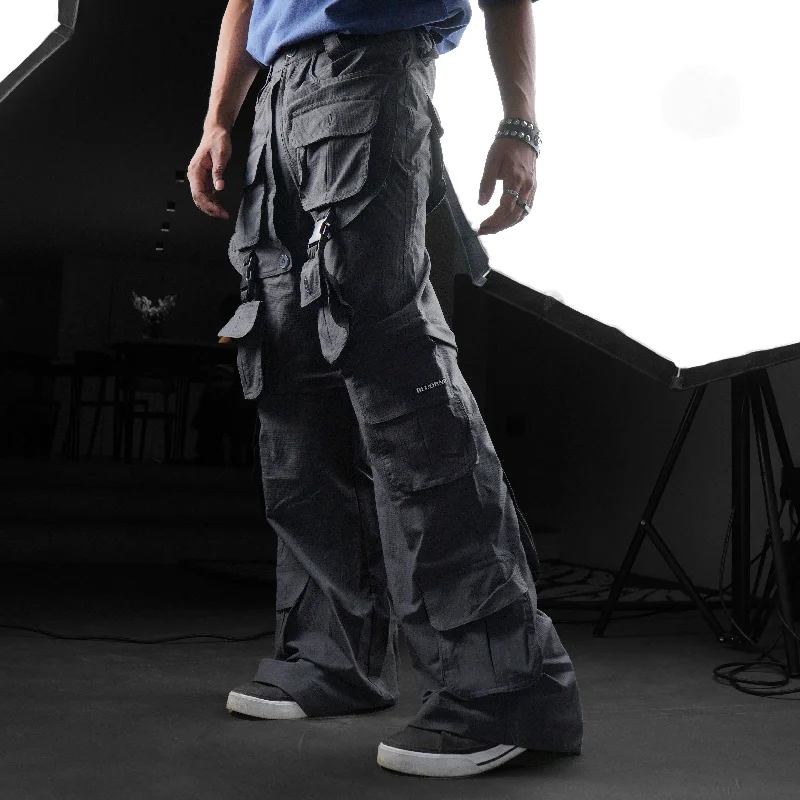 Jogging Pants-MILITARY GREY RIPSTOP CARGOS