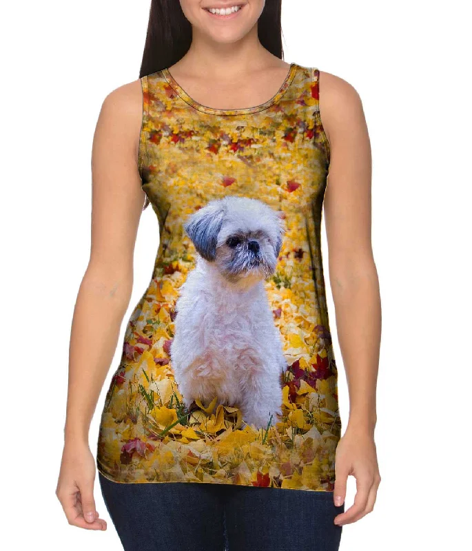 Stylish Athletic Tank-Shih Tzu Amongst The Autumn Leaves