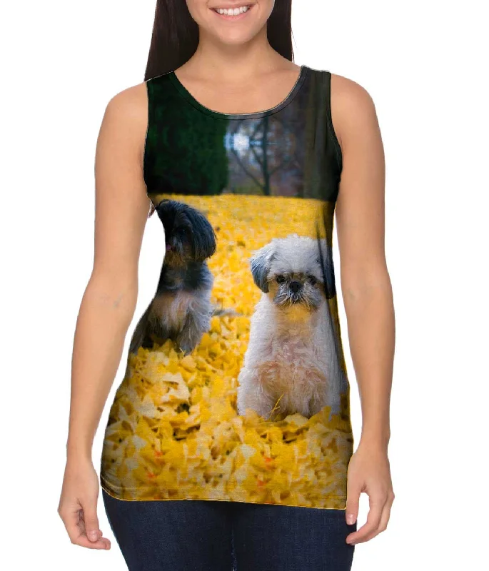 Modern Sleeveless Tank-Shih Tzus In Fall